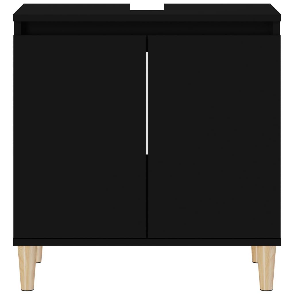 Mobile Lavabo Nero 58x33x60 cm in Legno Multistrato - homemem39