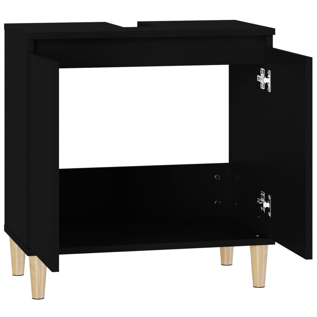 Mobile Lavabo Nero 58x33x60 cm in Legno Multistrato - homemem39