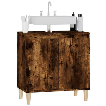 Smoked Oak Washbasin Cabinet 58x33x60 cm in Multilayer Wood