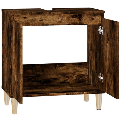 Smoked Oak Washbasin Cabinet 58x33x60 cm in Multilayer Wood