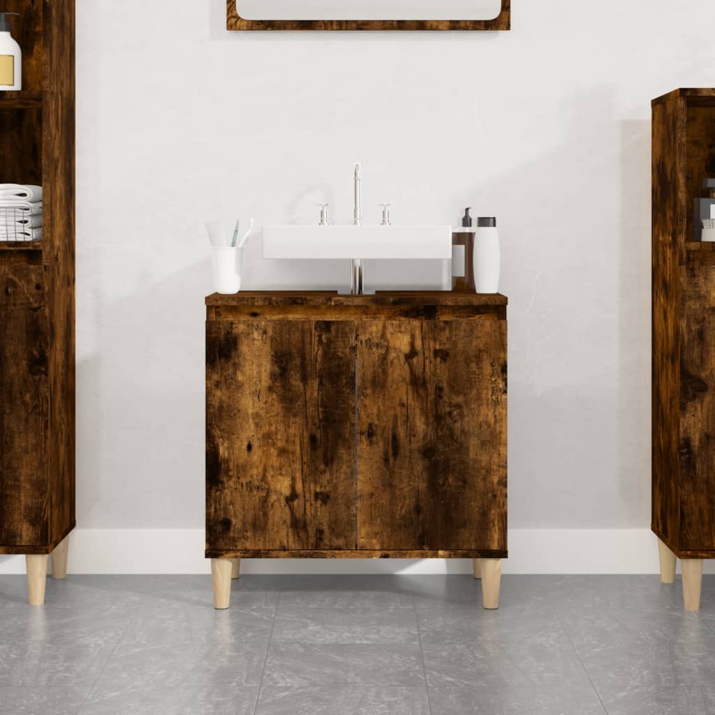 Smoked Oak Washbasin Cabinet 58x33x60 cm in Multilayer Wood