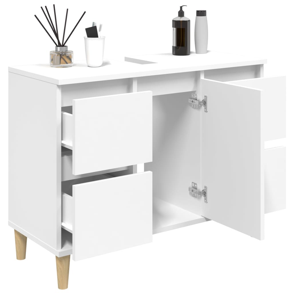 Mobile Lavabo Bianco 80x33x60 cm in Legno Multistrato - homemem39