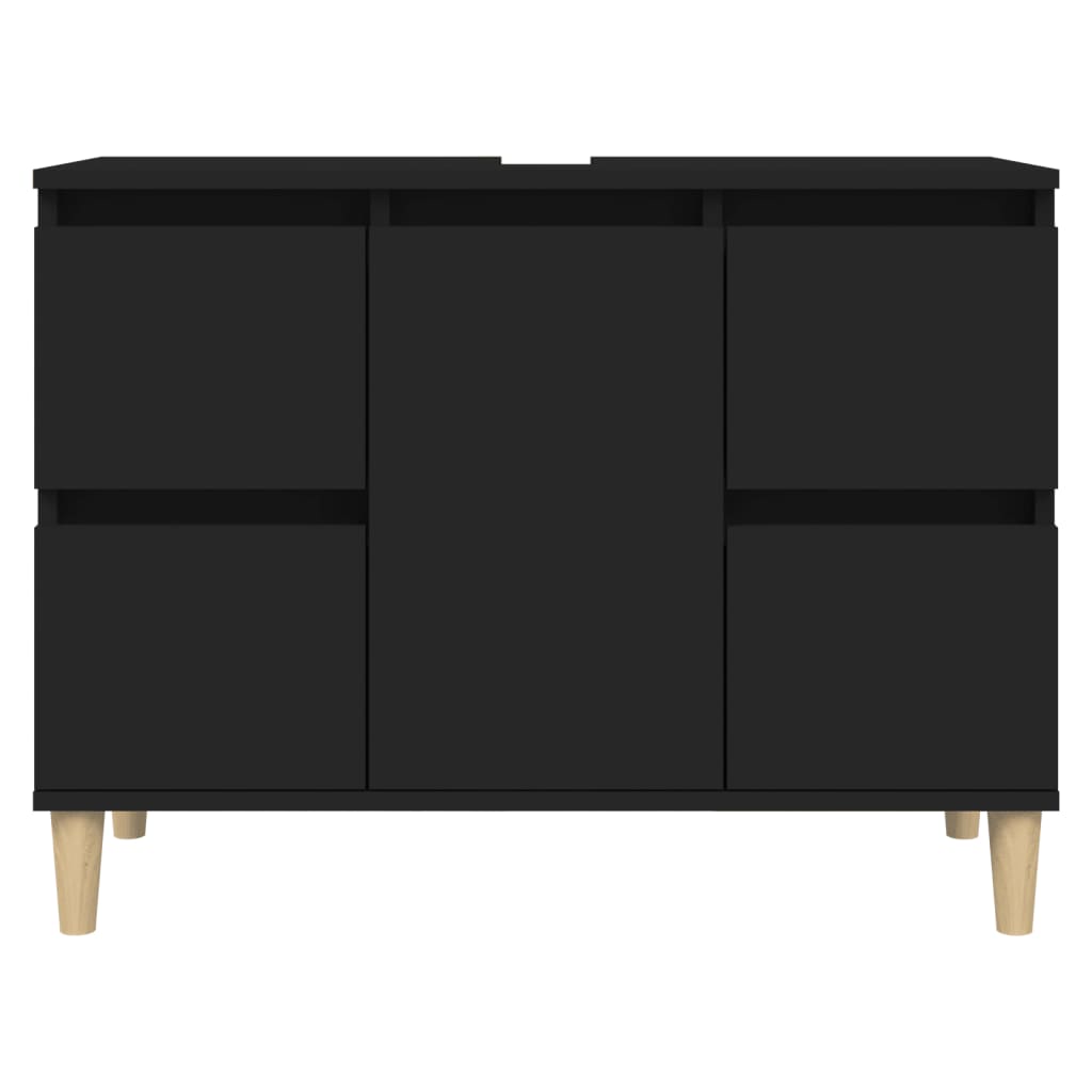 Mobile Lavabo Nero 80x33x60 cm in Legno Multistrato - homemem39