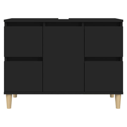 Mobile Lavabo Nero 80x33x60 cm in Legno Multistrato - homemem39