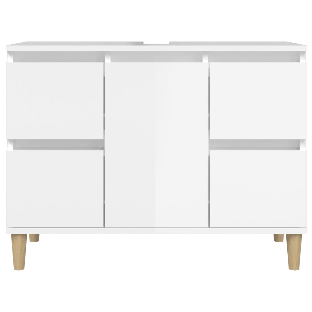 Mobile Lavabo Bianco Lucido 80x33x60 cm in Legno Multistrato - homemem39