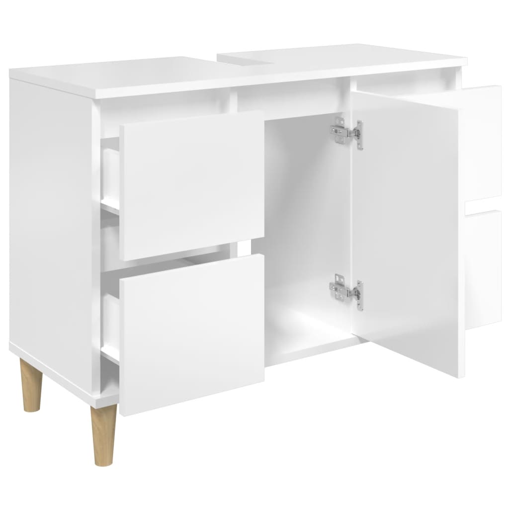 Mobile Lavabo Bianco Lucido 80x33x60 cm in Legno Multistrato - homemem39