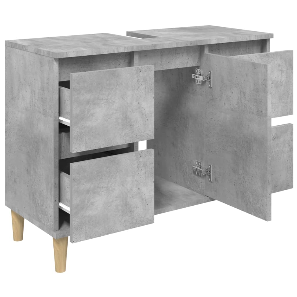 Mobile Lavabo Grigio Cemento 80x33x60 cm in Legno Multistrato - homemem39