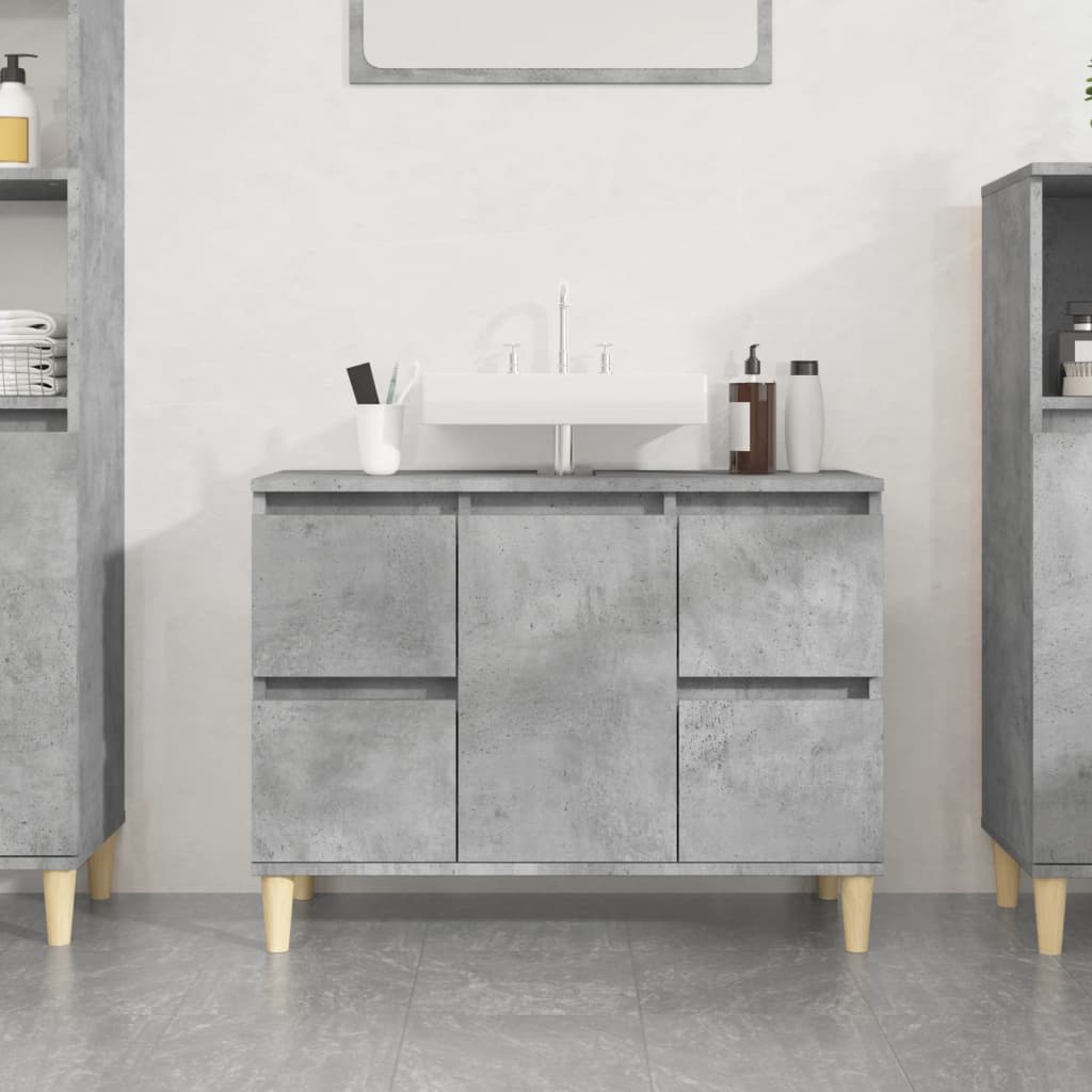 Mobile Lavabo Grigio Cemento 80x33x60 cm in Legno Multistrato - homemem39