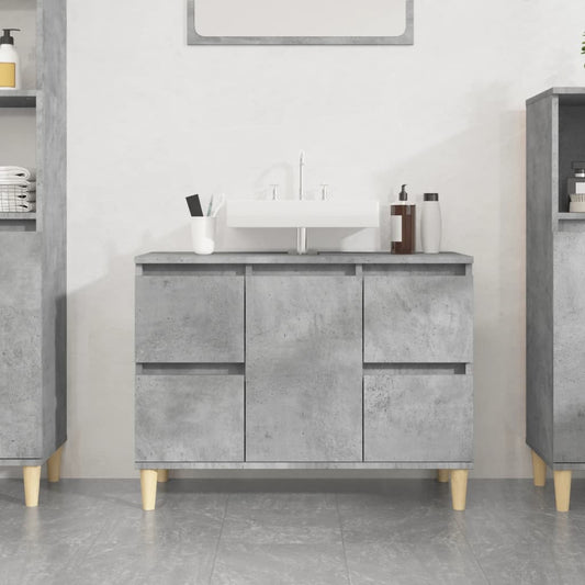 Mobile Lavabo Grigio Cemento 80x33x60 cm in Legno Multistrato - homemem39