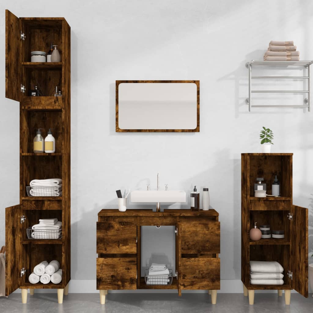 Mobile Lavabo Rovere Fumo 80x33x60 cm in Legno Multistrato - homemem39