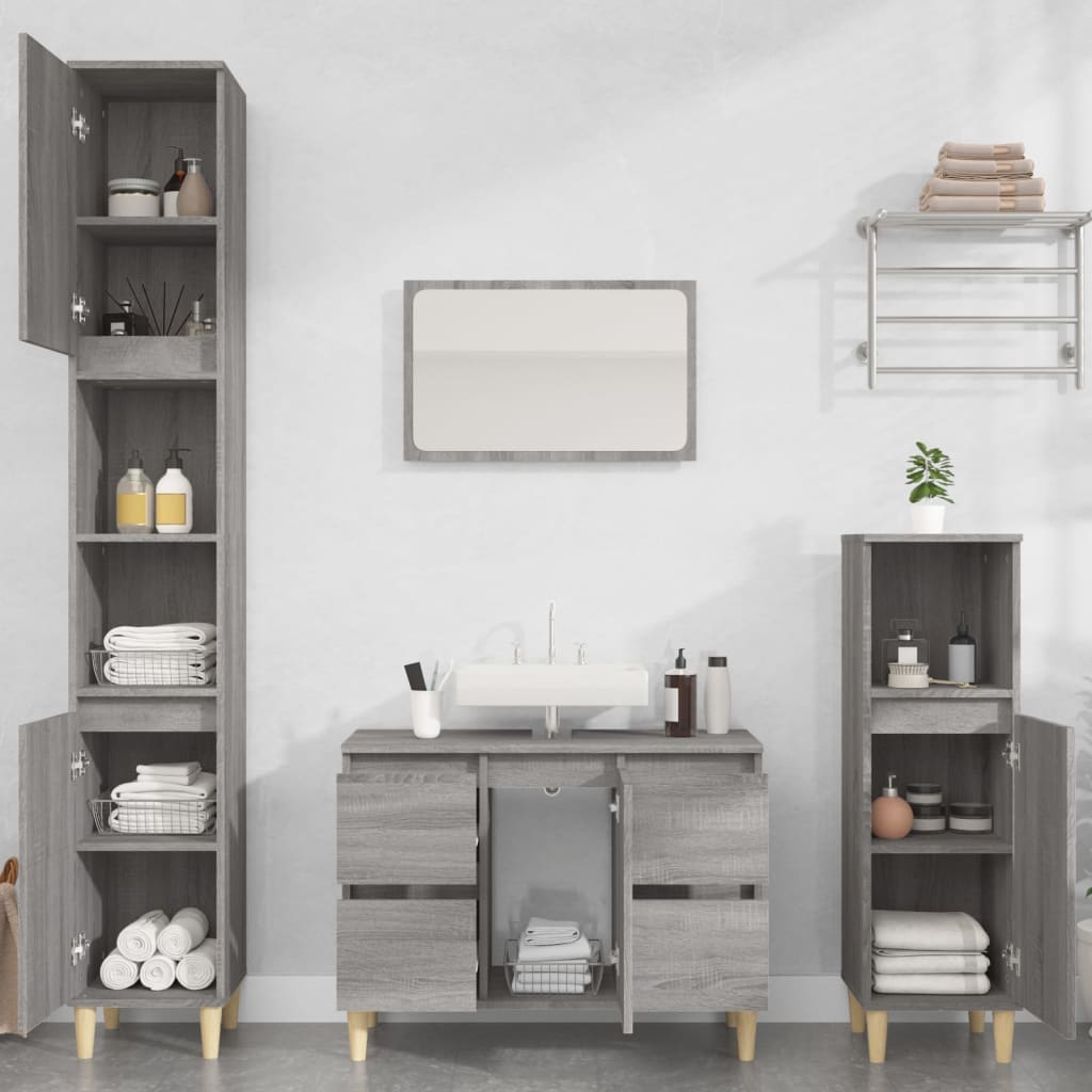 Mobile Lavabo Grigio Sonoma 80x33x60 cm in Legno Multistrato - homemem39