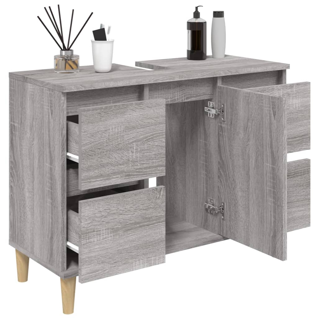 Mobile Lavabo Grigio Sonoma 80x33x60 cm in Legno Multistrato - homemem39