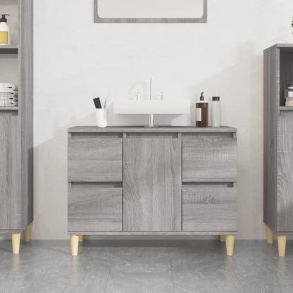 Mobile Lavabo Grigio Sonoma 80x33x60 cm in Legno Multistrato - homemem39