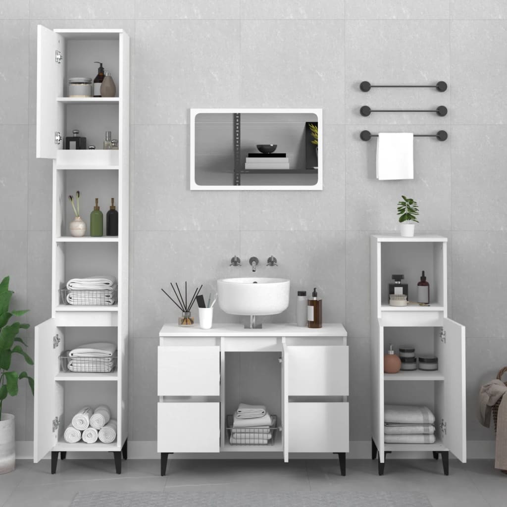 Mobile Lavabo Bianco 80x33x60 cm in Legno Multistrato - homemem39