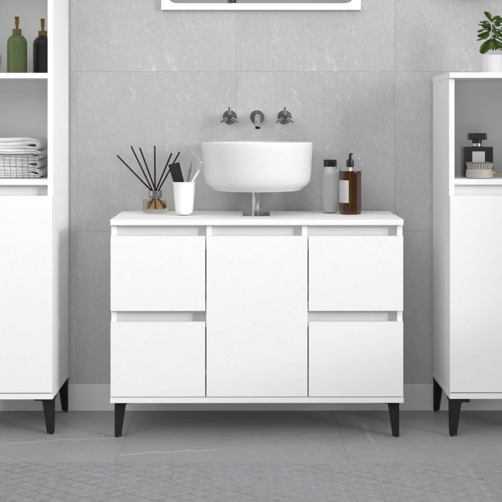 Mobile Lavabo Bianco 80x33x60 cm in Legno Multistrato - homemem39