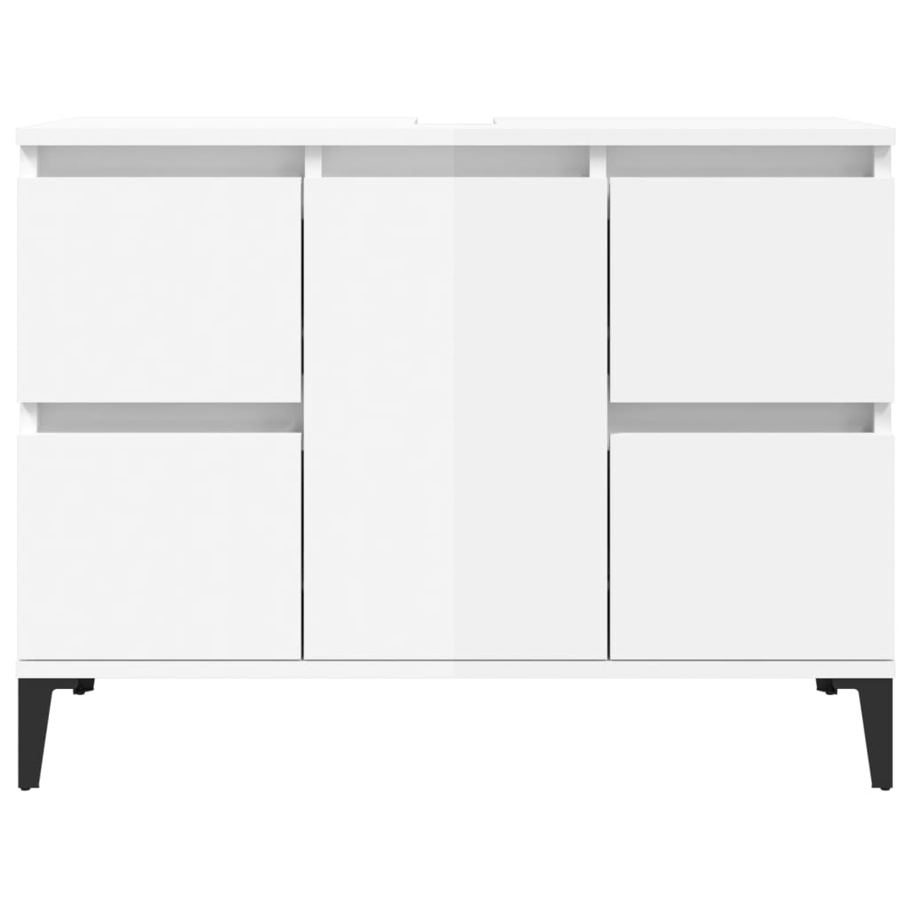 Mobile Lavabo Bianco Lucido 80x33x60 cm in Legno Multistrato - homemem39