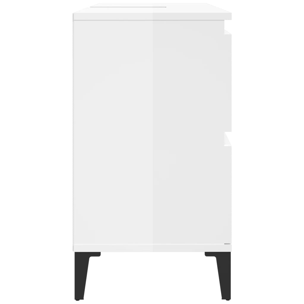 Mobile Lavabo Bianco Lucido 80x33x60 cm in Legno Multistrato - homemem39