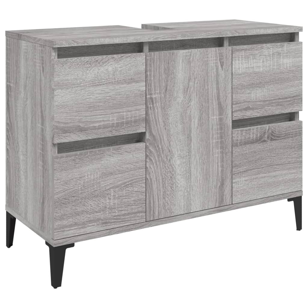 Mobile Lavabo Grigio Sonoma 80x33x60 cm in Legno Multistrato - homemem39