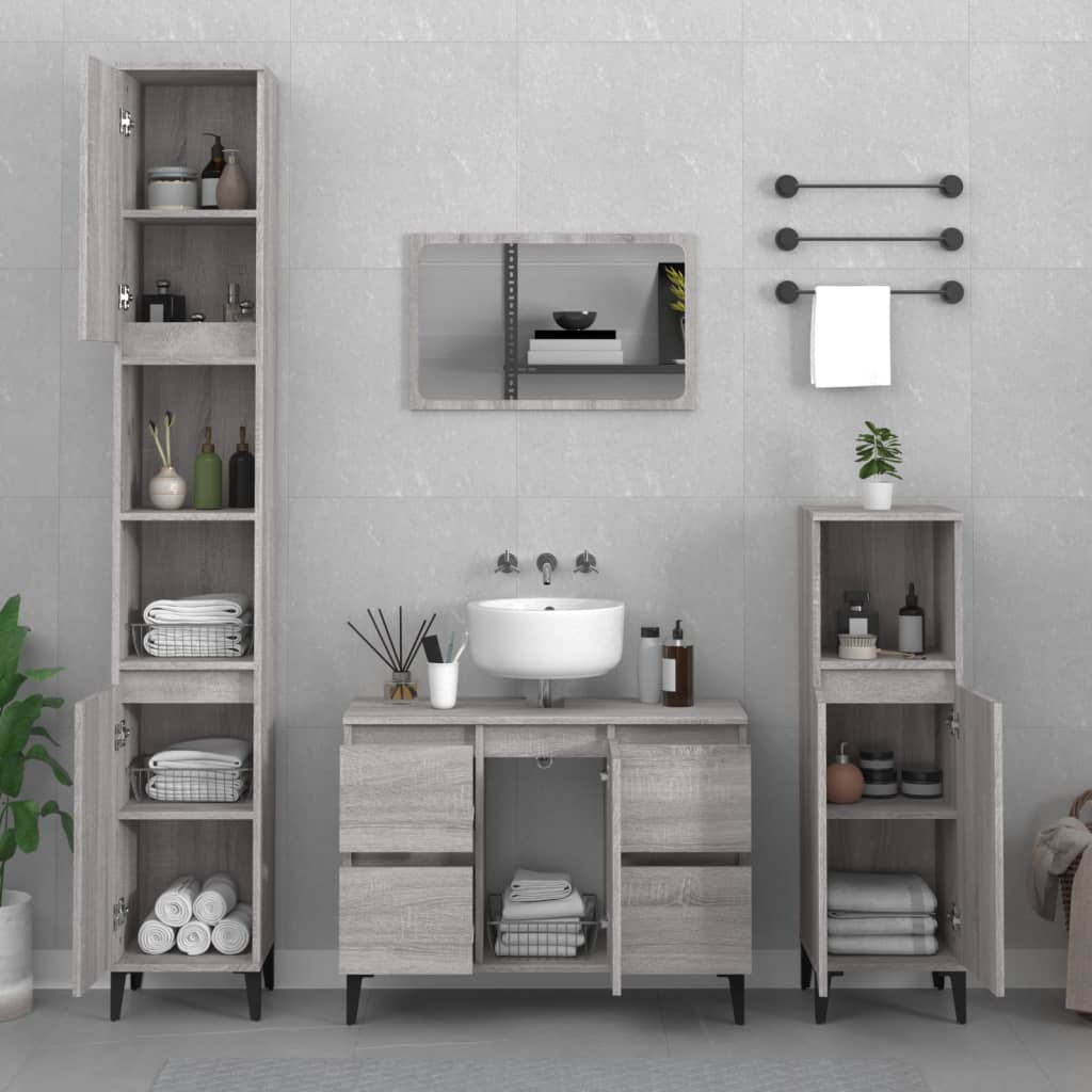 Mobile Lavabo Grigio Sonoma 80x33x60 cm in Legno Multistrato - homemem39