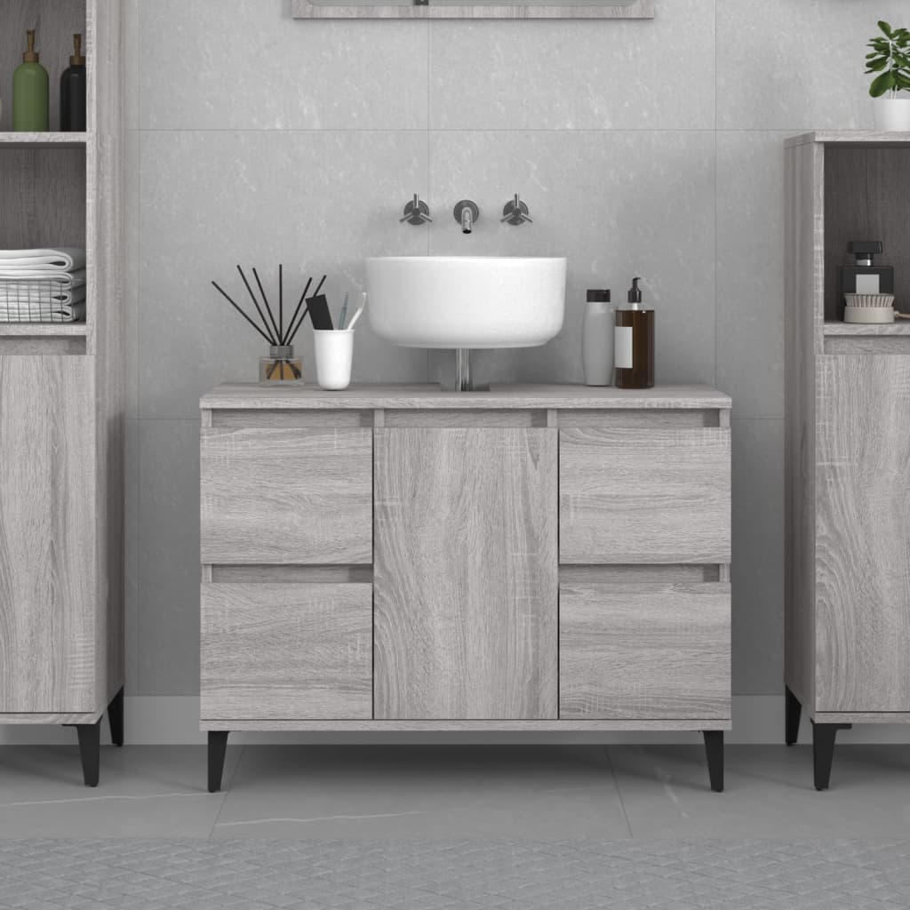 Mobile Lavabo Grigio Sonoma 80x33x60 cm in Legno Multistrato - homemem39