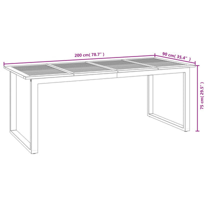 Tavolo Giardino con Gambe a U 200x90x75cm Legno Massello Acacia - homemem39