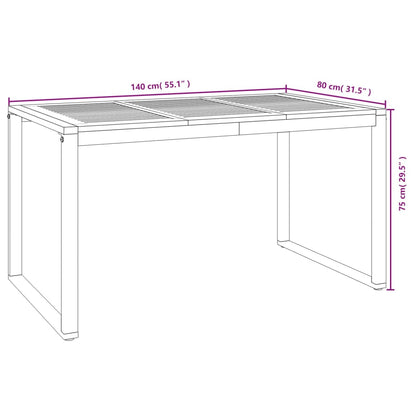 Tavolo Giardino con Gambe a U 140x80x75cm Legno Massello Acacia