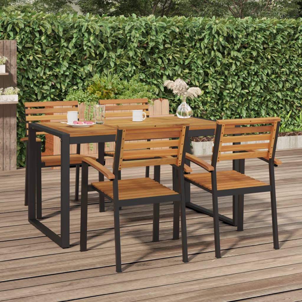 Tavolo Giardino con Gambe a U 140x80x75cm Legno Massello Acacia - homemem39