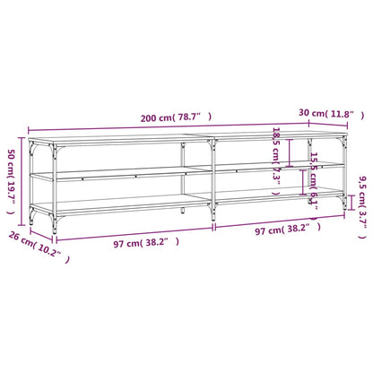 Mobile TV Grigio Sonoma 200x30x50cm Legno Multistrato e Metallo