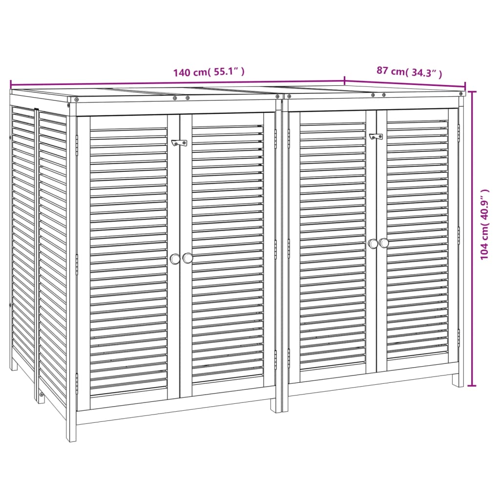 Contenitore da Giardino 140x87x104 cm Legno Massello di Acacia - homemem39