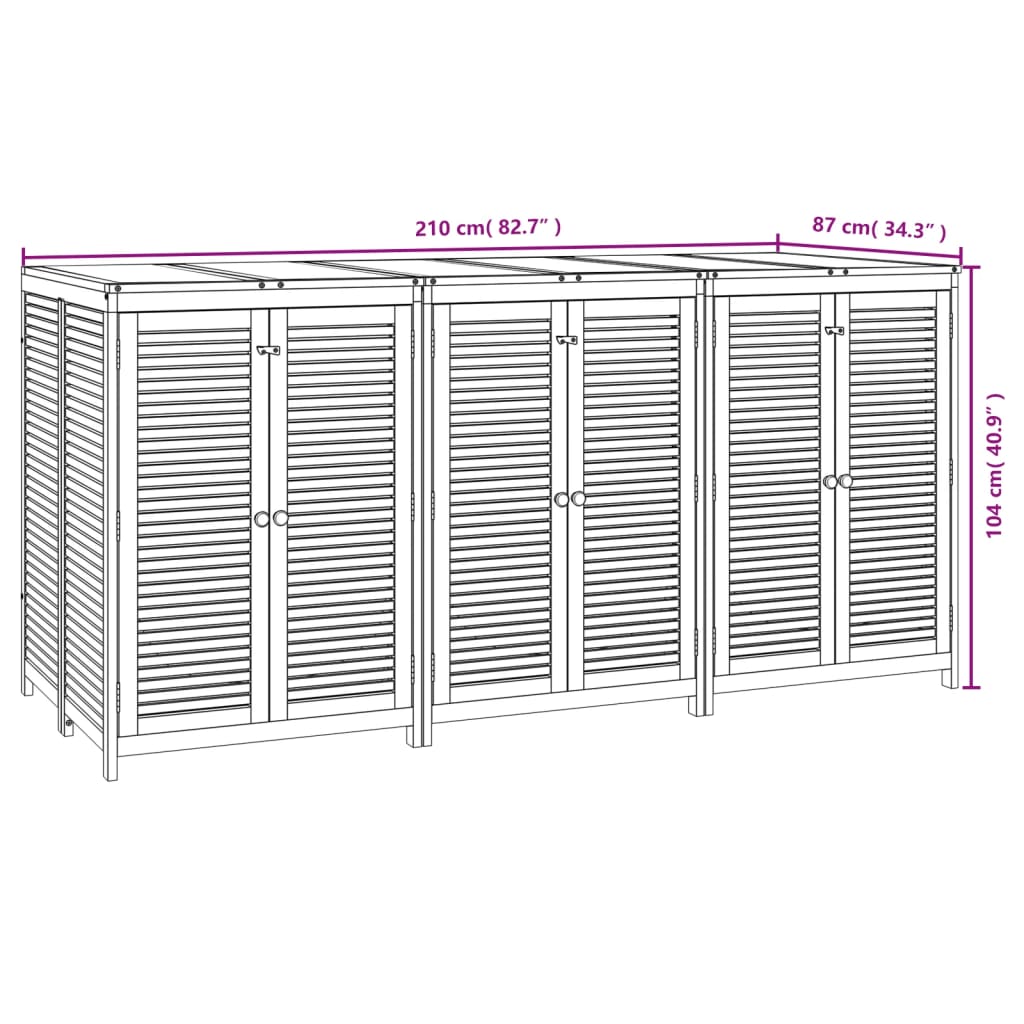 Contenitore da Giardino 210x87x104 cm Legno Massello di Acacia - homemem39