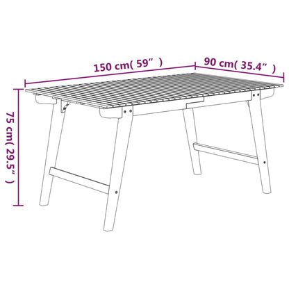 Tavolo da Giardino 150x90x75 cm Legno Massello di Acacia - homemem39