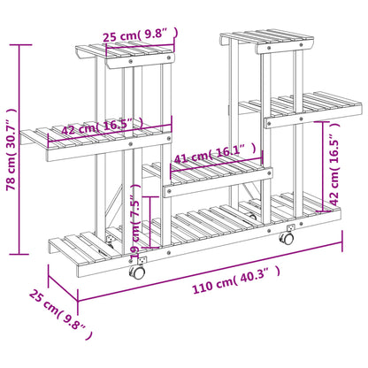 Portafiori con Ruote 110x25x78 cm in Legno Massello di Abete - homemem39