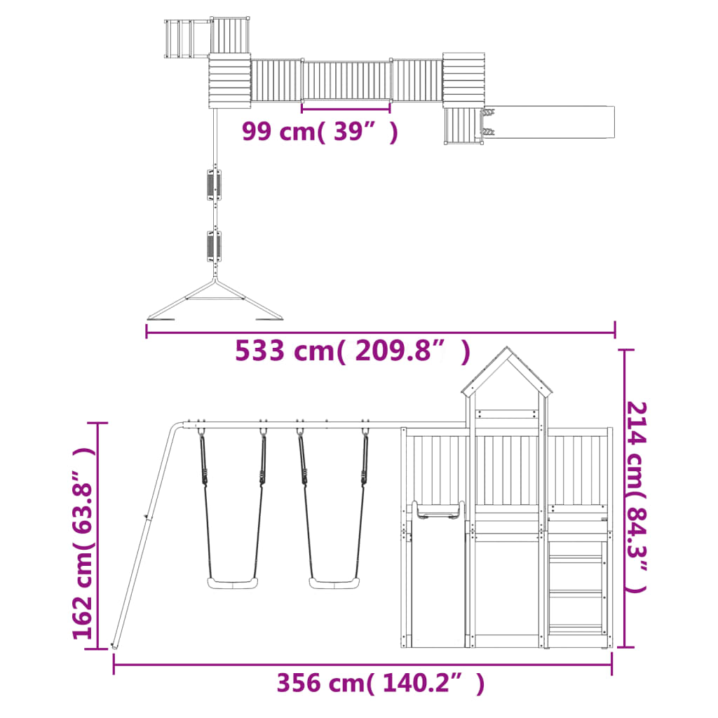 Set da Gioco da Esterno in Legno Massello di Pino - homemem39