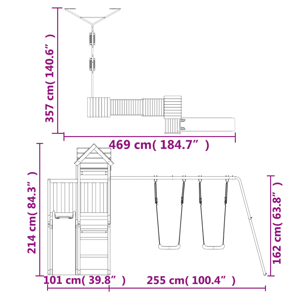 Set da Gioco da Esterno in Legno Massello di Pino - homemem39