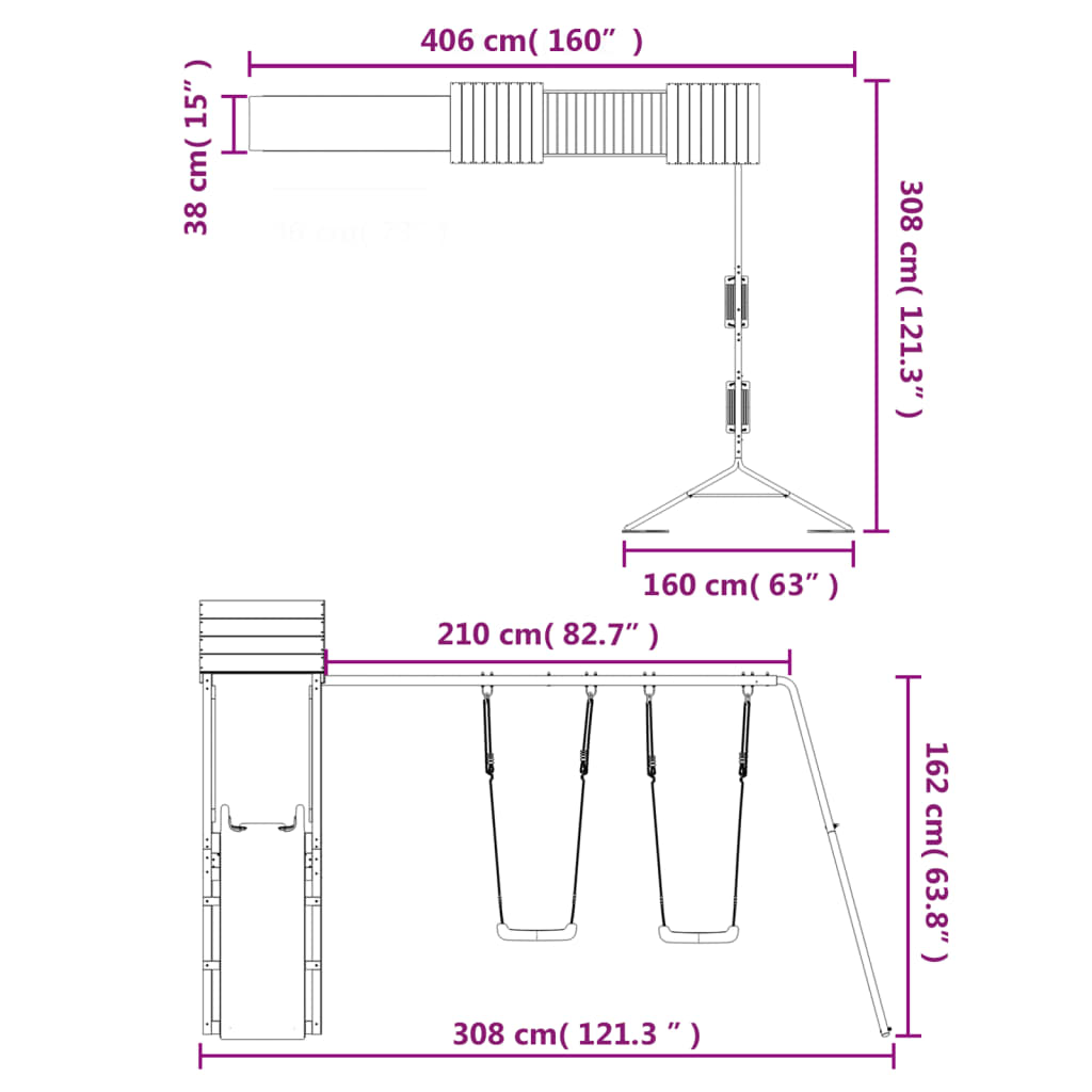 Set da Gioco da Esterno in Legno Massello di Douglas - homemem39