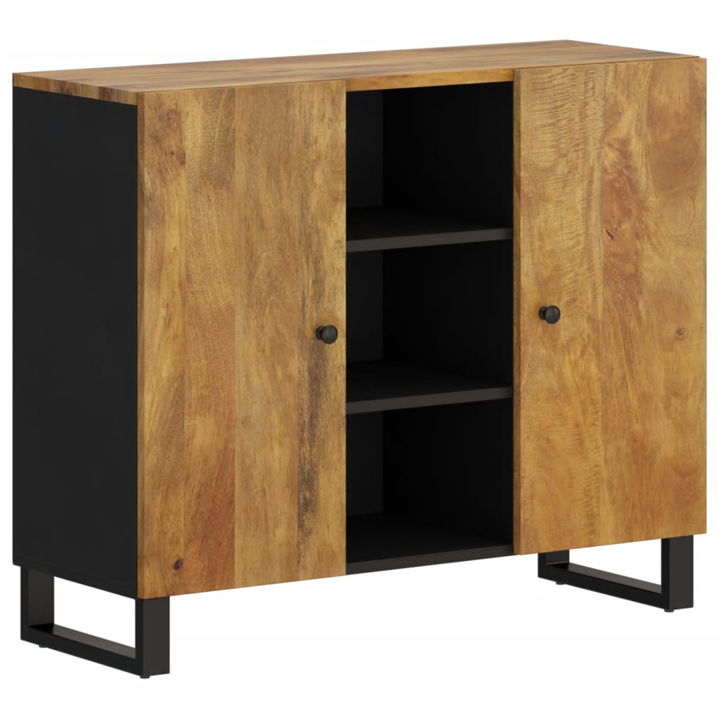 Credenza con 2 Ante 90x33x75 cm in Legno Massello di Mango - homemem39