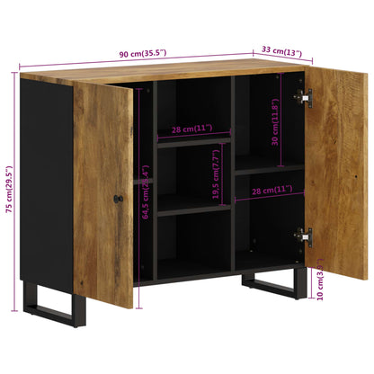 Credenza con 2 Ante 90x33x75 cm in Legno Massello di Mango - homemem39