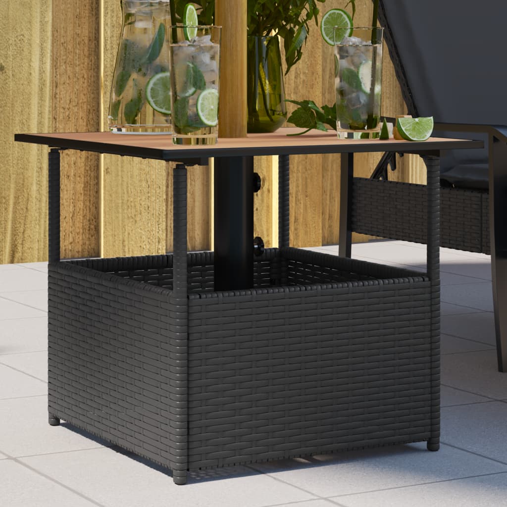 Tavolo Giardino Foro Ombrellone Nero 55x55x46,5 cm Polyrattan - homemem39