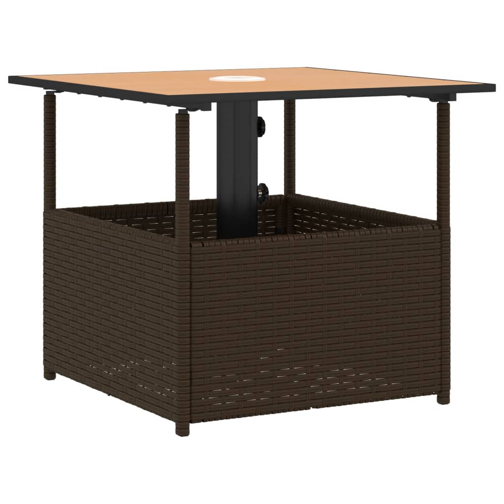 Tavolo Giardino Foro Ombrellone Marrone 55x55x46,5cm Polyrattan