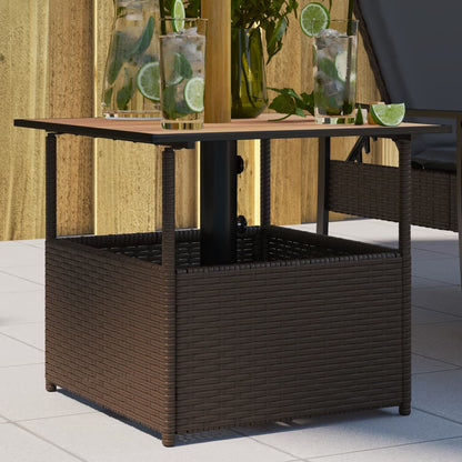 Tavolo Giardino Foro Ombrellone Marrone 55x55x46,5cm Polyrattan - homemem39