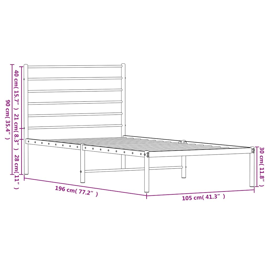 Giroletto con Testiera in Metallo Nero 100x190 cm - homemem39