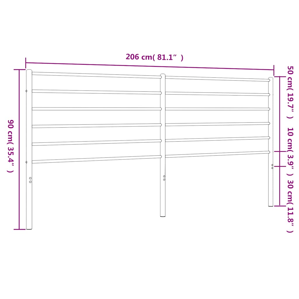 Testiera in Metallo Bianco 200 cm - homemem39