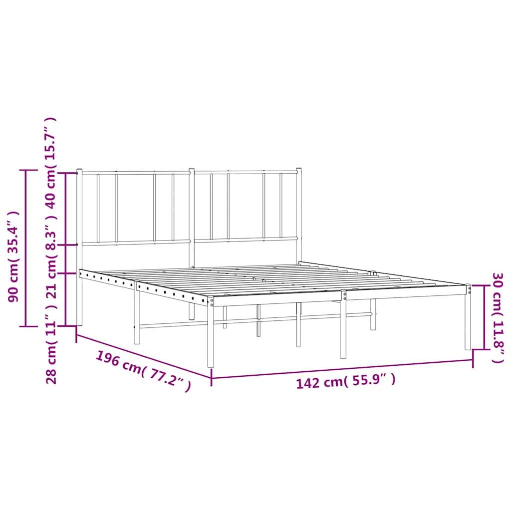 Giroletto con Testiera in Metallo Nero 135x190 cm - homemem39