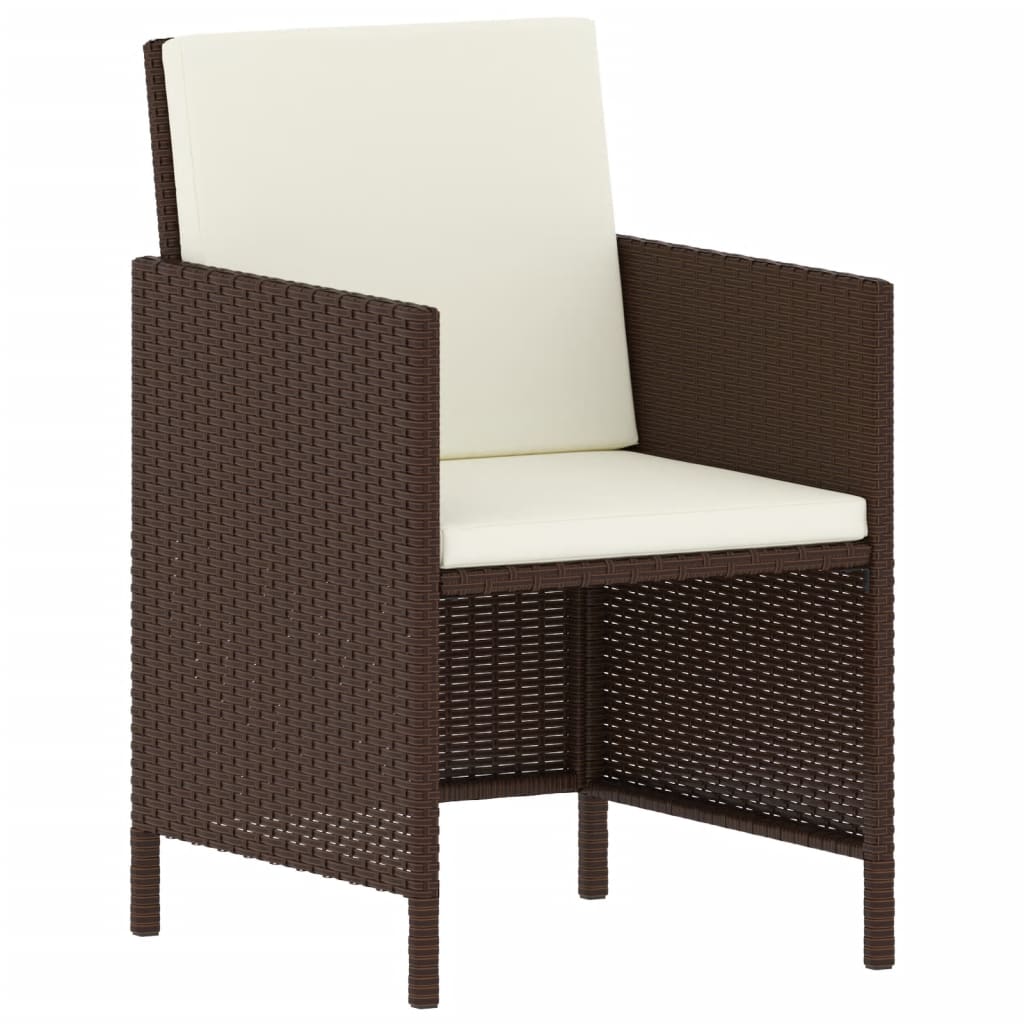 Set da Pranzo da Giardino 6pz con Cuscini in Polyrattan Marrone - homemem39