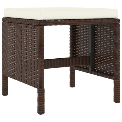 Set da Pranzo da Giardino 6pz con Cuscini in Polyrattan Marrone - homemem39