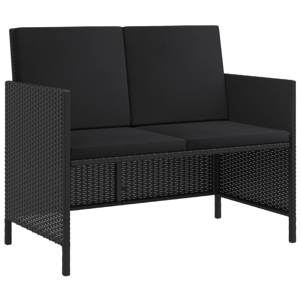 Set da Pranzo da Giardino 6 pz con Cuscini Nero in Polyrattan - homemem39