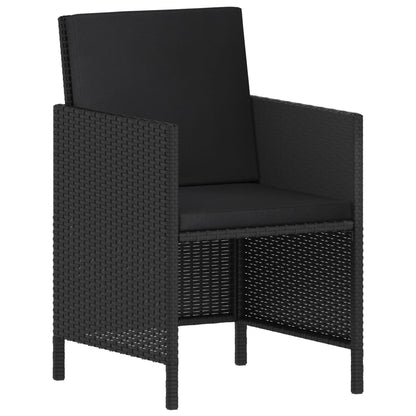 Set da Pranzo da Giardino 6 pz con Cuscini Nero in Polyrattan - homemem39