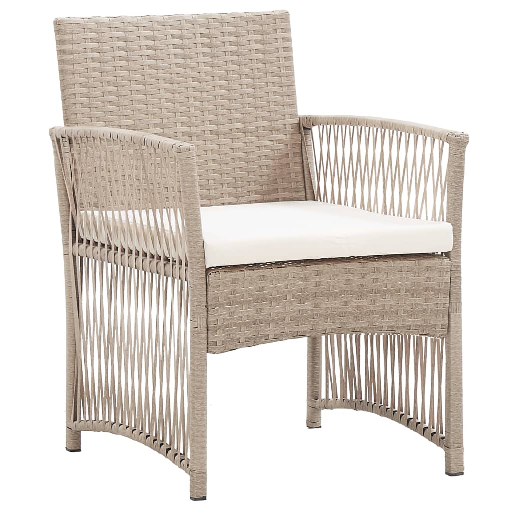 Poltrone da Giardino con Cuscini 2 pz Beige in Polyrattan