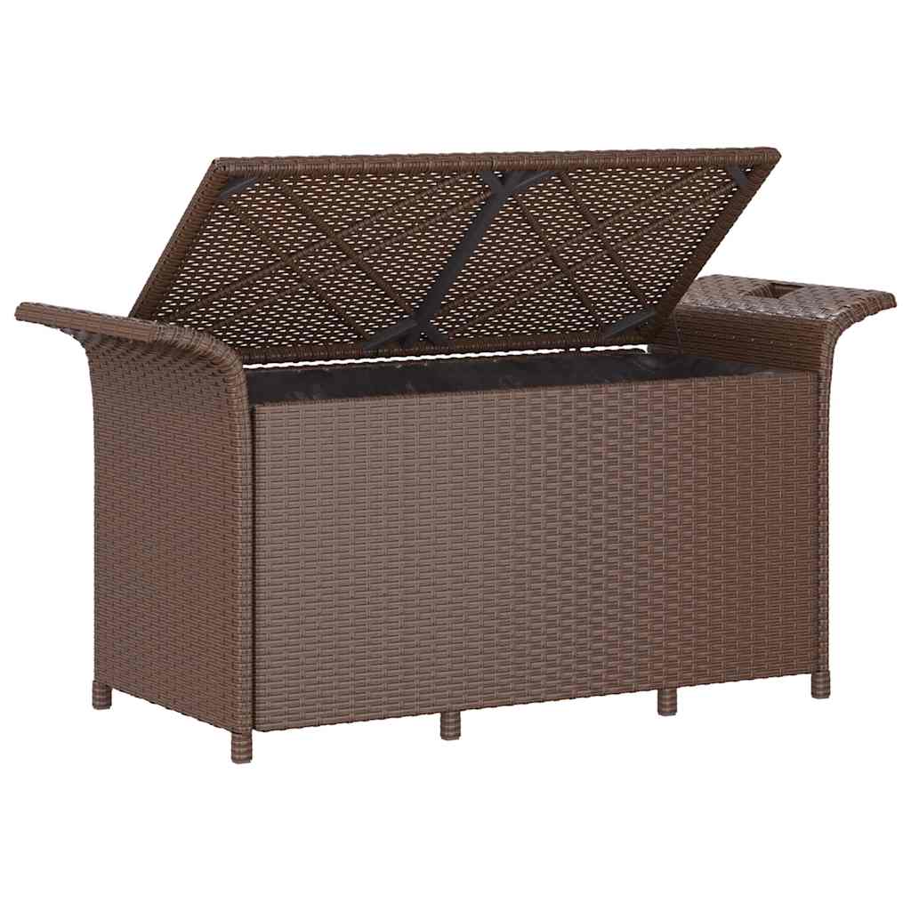 Panca da Giardino con Cuscino Marrone 116x46x57cm in Polyrattan - homemem39