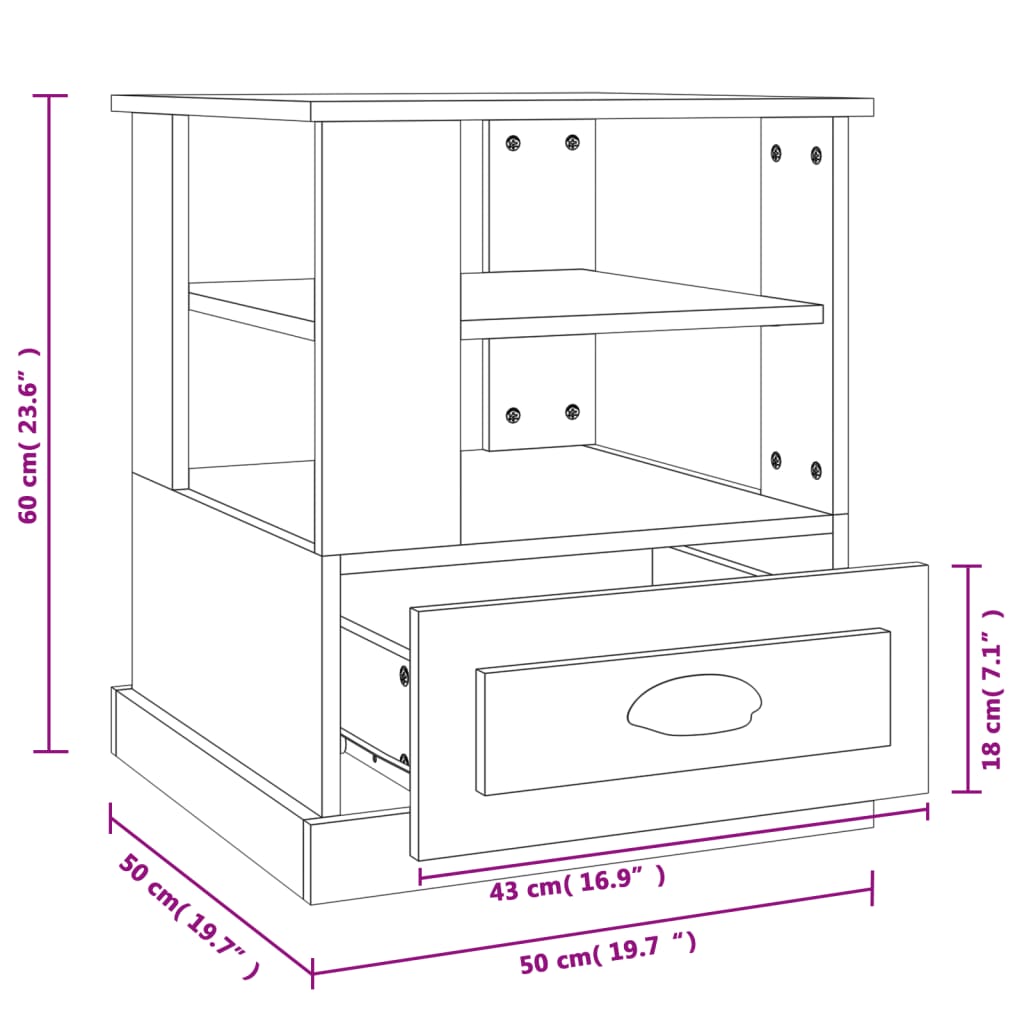 Tavolino Bianco 50x50x60 cm in Legno Multistrato